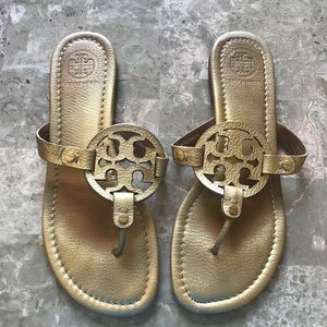 Gold Tory Burch Miller Sandals 8.5